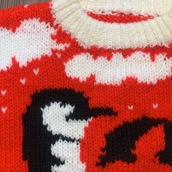 Vintage Handmade Red Penguin Knit Sweater - Picture 7 of 17